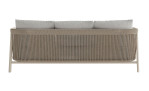 Outdoor-Gartenlounge-Set „Life“: Beiges Sofa mit geflochtenem Geflecht, 3 hellgraue Kissen und Aluminiumgestell.