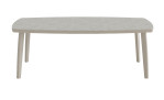 Outdoor-Garten-Sitzgruppe „Life“: rechteckiger grauer Tisch, Aluminiumgestell, Tischplatte aus Sinterstein, Vorderansicht in Weiß.