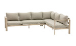 Gartenlounge-Set „Bondino“ für den Außenbereich: L-förmiges Sofa in Beige-Camel mit Aluminiumgestell und hellgrauen Kissen, moderner Stil.