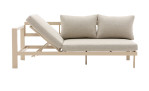 Gartenlounge-Set „Bondino“ für den Außenbereich: Sofa aus Aluminium in Beige-Camel, 2 Kissen, verstellbare Rückenlehne, im Gartenmöbel-Stil.