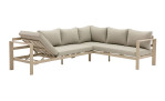 Gartenlounge-Set „Bondino“ für den Außenbereich: Rahmen in Beige-Camel, hellgraue Kissen – moderner Stil für Entspannung im Freien.