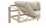 Gartenlounge-Set für den Außenbereich: Bondino-Sofagestell mit verstellbarer Rückenlehne und Kissen, Seitenansicht von der Ecke.