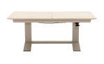 Altea – ausziehbarer Gartentisch für den Außenbereich, rechteckig, Metallbeine, modernes Design, beige, Vorderseite in Weiß.