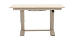 Ausziehbarer Gartentisch „Altea“ in Beige mit modernem Design, flacher Tischplatte und stabilen Metallbeinen, Vorderansicht.