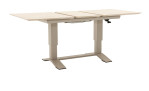 Der ausziehbare Outdoor-Gartentisch „Altea“ ist beige, rechteckig, verfügt über seitliche Ausziehplatten und ein stabiles Metallgestell.